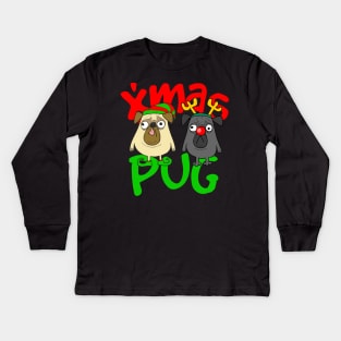 xmas pug Kids Long Sleeve T-Shirt